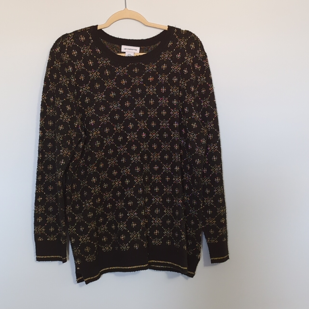 Plus Size Black and Gold Sparkle Sweater